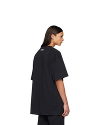 schwarzes bedrucktes T-Shirt mit einem Rundhalsausschnitt von Vetements