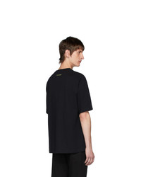 schwarzes bedrucktes T-Shirt mit einem Rundhalsausschnitt von Acne Studios