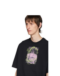 schwarzes bedrucktes T-Shirt mit einem Rundhalsausschnitt von Acne Studios