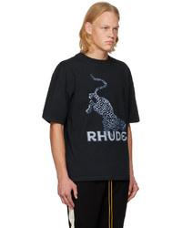 schwarzes bedrucktes T-Shirt mit einem Rundhalsausschnitt von Rhude