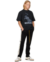 schwarzes bedrucktes T-Shirt mit einem Rundhalsausschnitt von Rhude