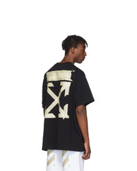 schwarzes bedrucktes T-Shirt mit einem Rundhalsausschnitt von Off-White