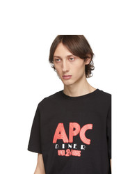 schwarzes bedrucktes T-Shirt mit einem Rundhalsausschnitt von A.P.C.