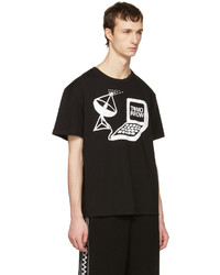 schwarzes bedrucktes T-Shirt mit einem Rundhalsausschnitt von Stella McCartney