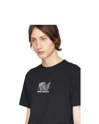 schwarzes bedrucktes T-Shirt mit einem Rundhalsausschnitt von Norse Projects