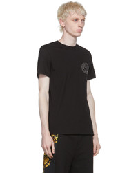 schwarzes bedrucktes T-Shirt mit einem Rundhalsausschnitt von VERSACE JEANS COUTURE