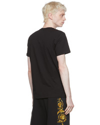 schwarzes bedrucktes T-Shirt mit einem Rundhalsausschnitt von VERSACE JEANS COUTURE