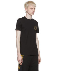 schwarzes bedrucktes T-Shirt mit einem Rundhalsausschnitt von VERSACE JEANS COUTURE