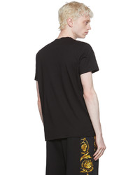 schwarzes bedrucktes T-Shirt mit einem Rundhalsausschnitt von VERSACE JEANS COUTURE