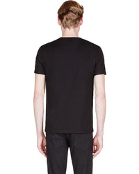 schwarzes bedrucktes T-Shirt mit einem Rundhalsausschnitt von Alexander McQueen