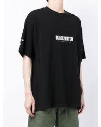 schwarzes bedrucktes T-Shirt mit einem Rundhalsausschnitt von Stampd