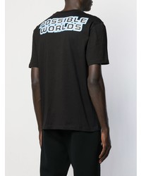 schwarzes bedrucktes T-Shirt mit einem Rundhalsausschnitt von McQ Alexander McQueen