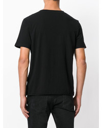 schwarzes bedrucktes T-Shirt mit einem Rundhalsausschnitt von Saint Laurent