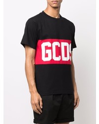 schwarzes bedrucktes T-Shirt mit einem Rundhalsausschnitt von Gcds