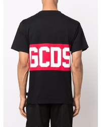 schwarzes bedrucktes T-Shirt mit einem Rundhalsausschnitt von Gcds