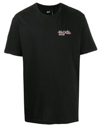 schwarzes bedrucktes T-Shirt mit einem Rundhalsausschnitt von Blood Brother
