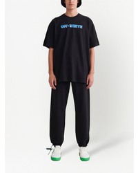 schwarzes bedrucktes T-Shirt mit einem Rundhalsausschnitt von Off-White