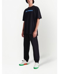 schwarzes bedrucktes T-Shirt mit einem Rundhalsausschnitt von Off-White