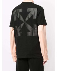 schwarzes bedrucktes T-Shirt mit einem Rundhalsausschnitt von Off-White