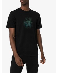 schwarzes bedrucktes T-Shirt mit einem Rundhalsausschnitt von CP Company