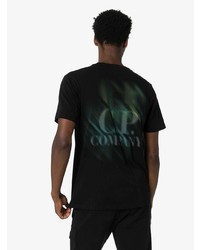 schwarzes bedrucktes T-Shirt mit einem Rundhalsausschnitt von CP Company