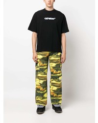 schwarzes bedrucktes T-Shirt mit einem Rundhalsausschnitt von Off-White