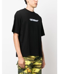 schwarzes bedrucktes T-Shirt mit einem Rundhalsausschnitt von Off-White