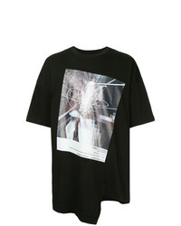 schwarzes bedrucktes T-Shirt mit einem Rundhalsausschnitt von Bmuet(Te)