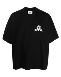 schwarzes bedrucktes T-Shirt mit einem Rundhalsausschnitt von Bonsai