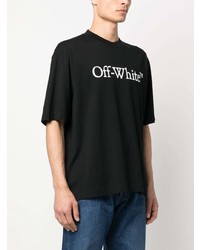 schwarzes bedrucktes T-Shirt mit einem Rundhalsausschnitt von Off-White