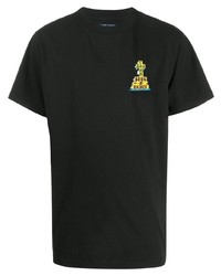 schwarzes bedrucktes T-Shirt mit einem Rundhalsausschnitt von BornxRaised