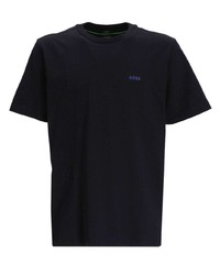 schwarzes bedrucktes T-Shirt mit einem Rundhalsausschnitt von BOSS