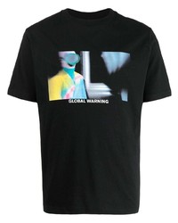 schwarzes bedrucktes T-Shirt mit einem Rundhalsausschnitt von Botter