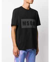 schwarzes bedrucktes T-Shirt mit einem Rundhalsausschnitt von MSGM