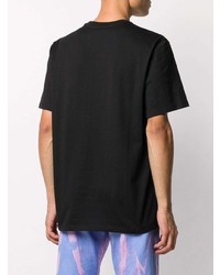 schwarzes bedrucktes T-Shirt mit einem Rundhalsausschnitt von MSGM