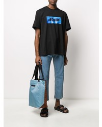 schwarzes bedrucktes T-Shirt mit einem Rundhalsausschnitt von MSGM