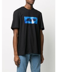 schwarzes bedrucktes T-Shirt mit einem Rundhalsausschnitt von MSGM