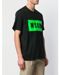 schwarzes bedrucktes T-Shirt mit einem Rundhalsausschnitt von MSGM