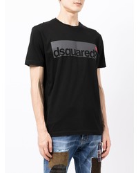 schwarzes bedrucktes T-Shirt mit einem Rundhalsausschnitt von DSQUARED2