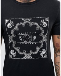 schwarzes bedrucktes T-Shirt mit einem Rundhalsausschnitt von Asos