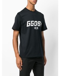 schwarzes bedrucktes T-Shirt mit einem Rundhalsausschnitt von Golden Goose Deluxe Brand