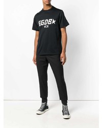 schwarzes bedrucktes T-Shirt mit einem Rundhalsausschnitt von Golden Goose Deluxe Brand