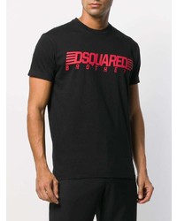 schwarzes bedrucktes T-Shirt mit einem Rundhalsausschnitt von DSQUARED2