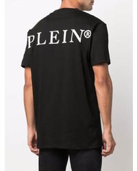 schwarzes bedrucktes T-Shirt mit einem Rundhalsausschnitt von Philipp Plein