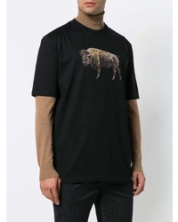 schwarzes bedrucktes T-Shirt mit einem Rundhalsausschnitt von Lanvin