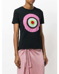 schwarzes bedrucktes T-Shirt mit einem Rundhalsausschnitt von Circled Be Different