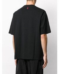 schwarzes bedrucktes T-Shirt mit einem Rundhalsausschnitt von Marcelo Burlon County of Milan