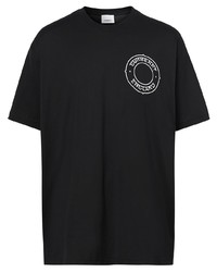 schwarzes bedrucktes T-Shirt mit einem Rundhalsausschnitt von Burberry