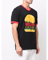 schwarzes bedrucktes T-Shirt mit einem Rundhalsausschnitt von Moschino