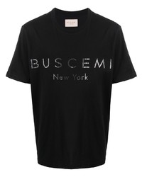 schwarzes bedrucktes T-Shirt mit einem Rundhalsausschnitt von Buscemi